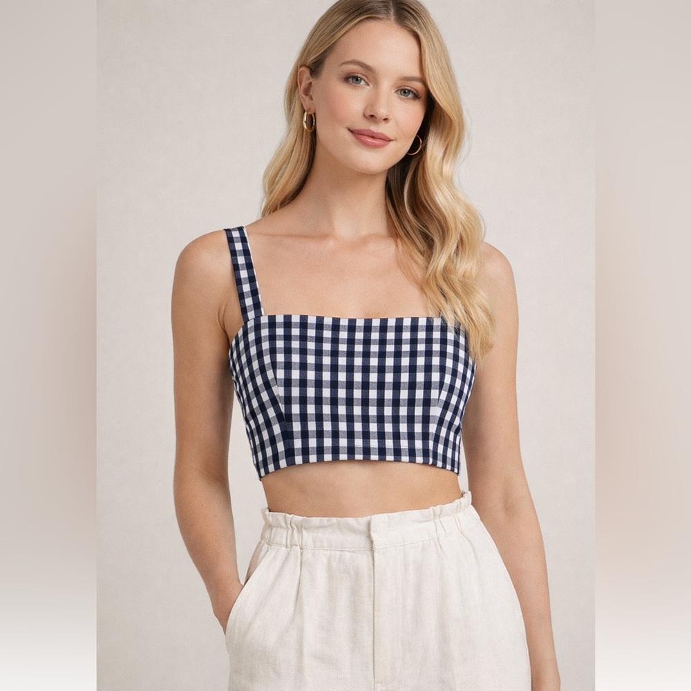 WAYF Gingham Black and White Crop Top